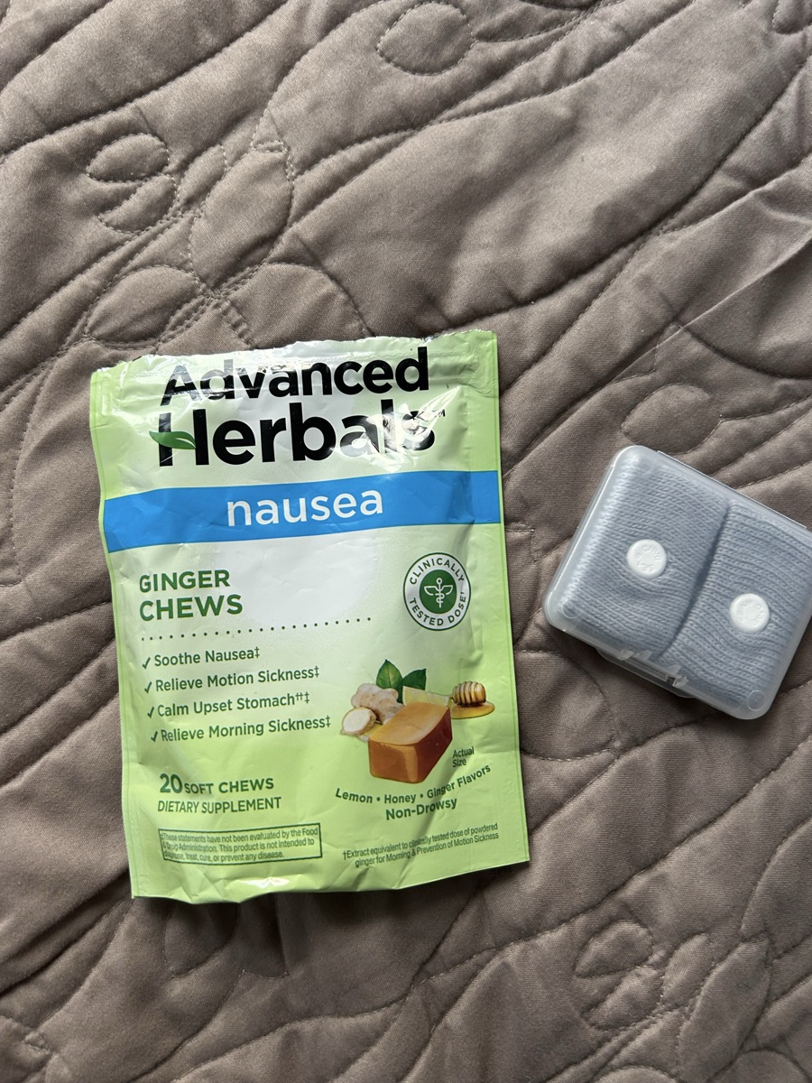 Anti nausea chews and sea bands