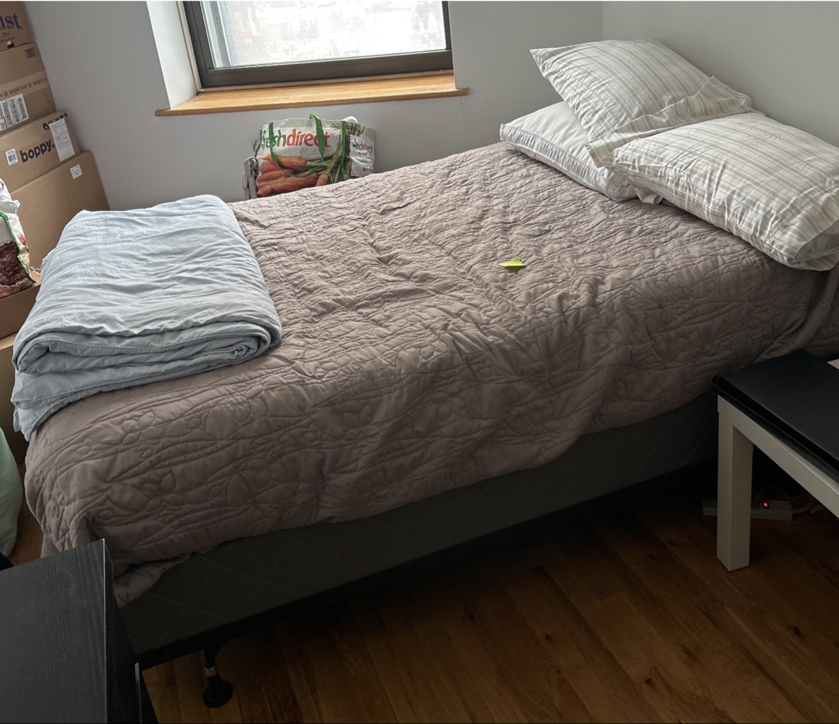 Double Bed: Adjustable Metal Frame + Mattress + Box Spring
