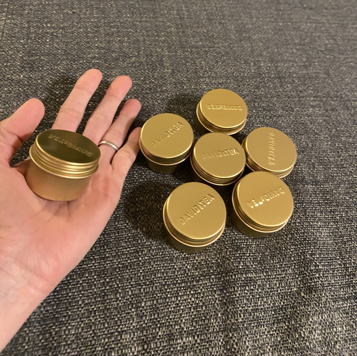 Empty loose leaf tea containers 