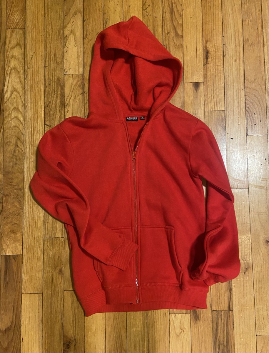 Kids red zip up hoodie size S
