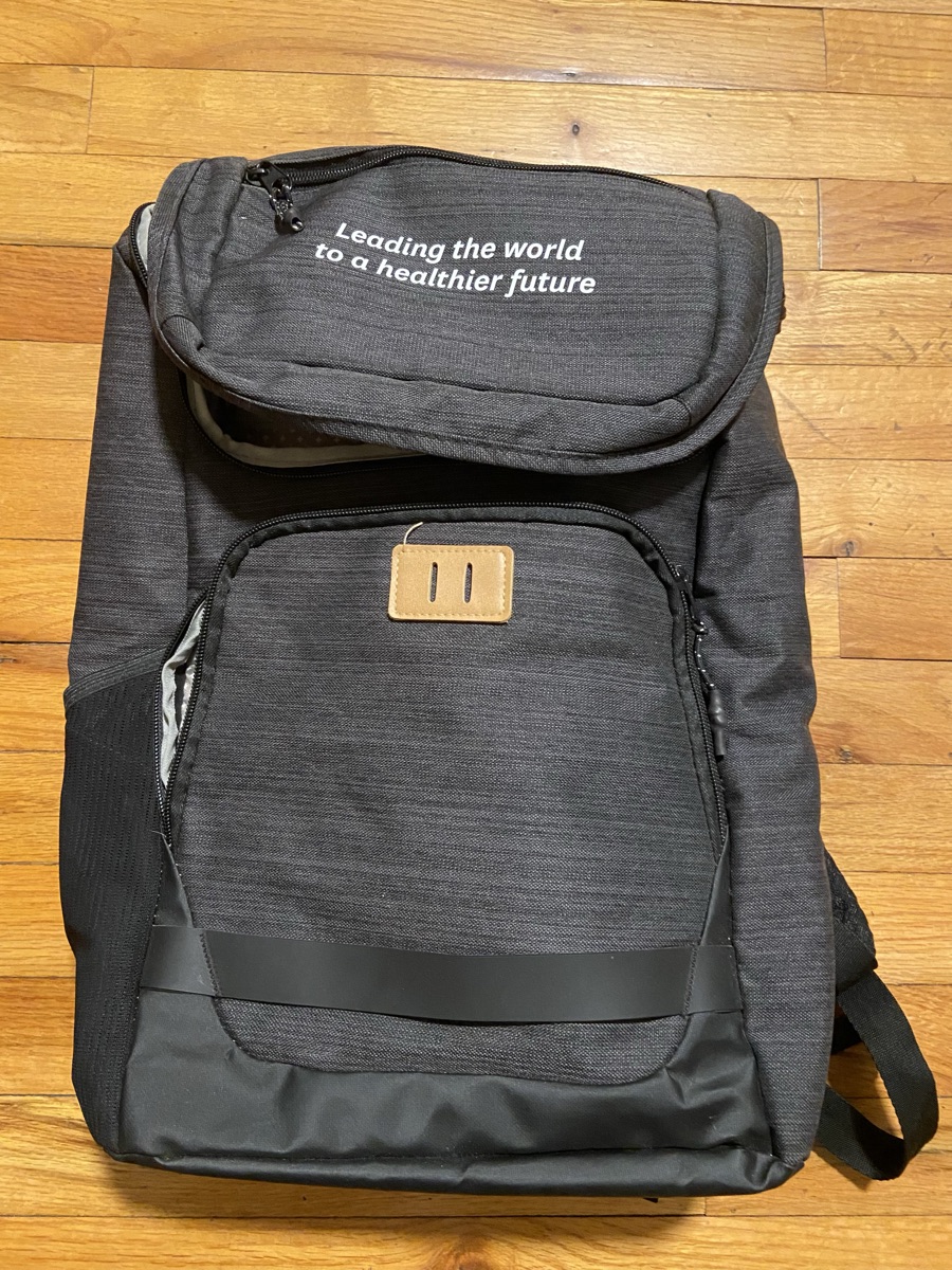 New backpack with writing on top 
