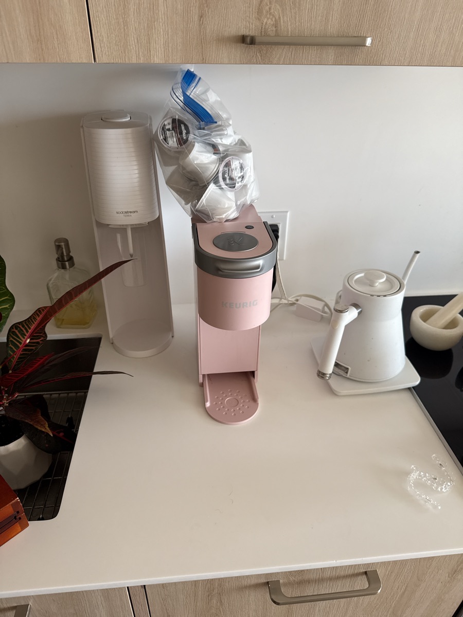 Pink keurig one cup with K cups