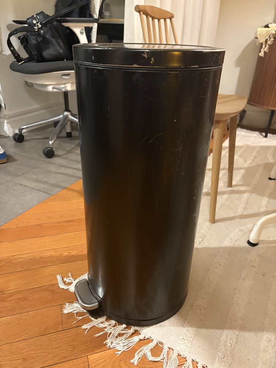 Black trash can 