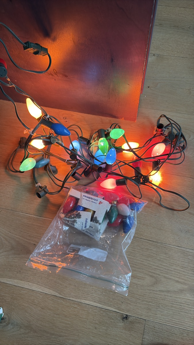Larger format holiday lights with spare bulbs