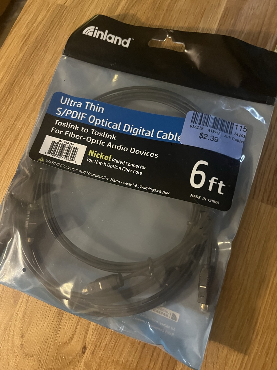 6 ft toslink audio cable