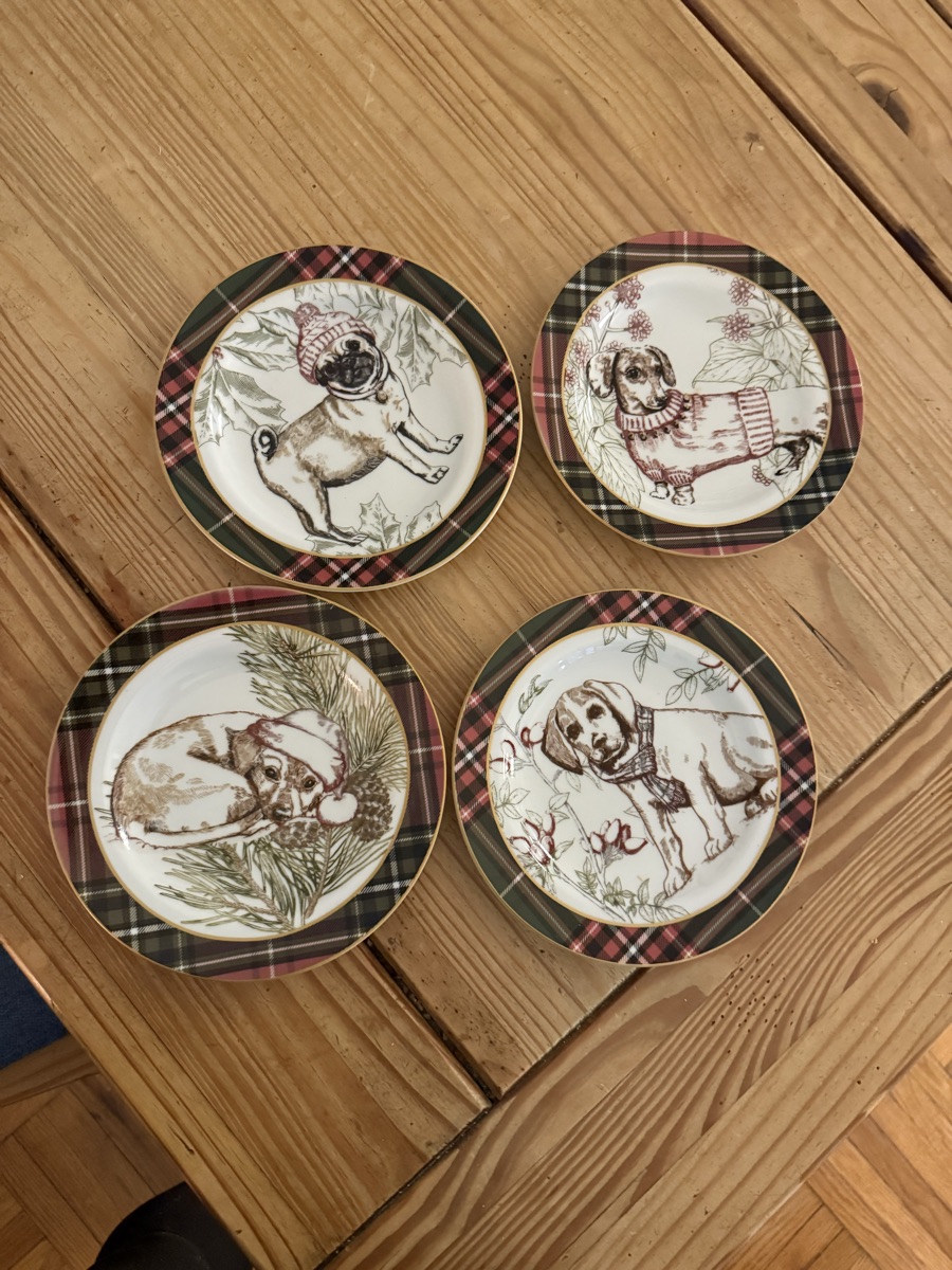Dog Themed Christmas Plates