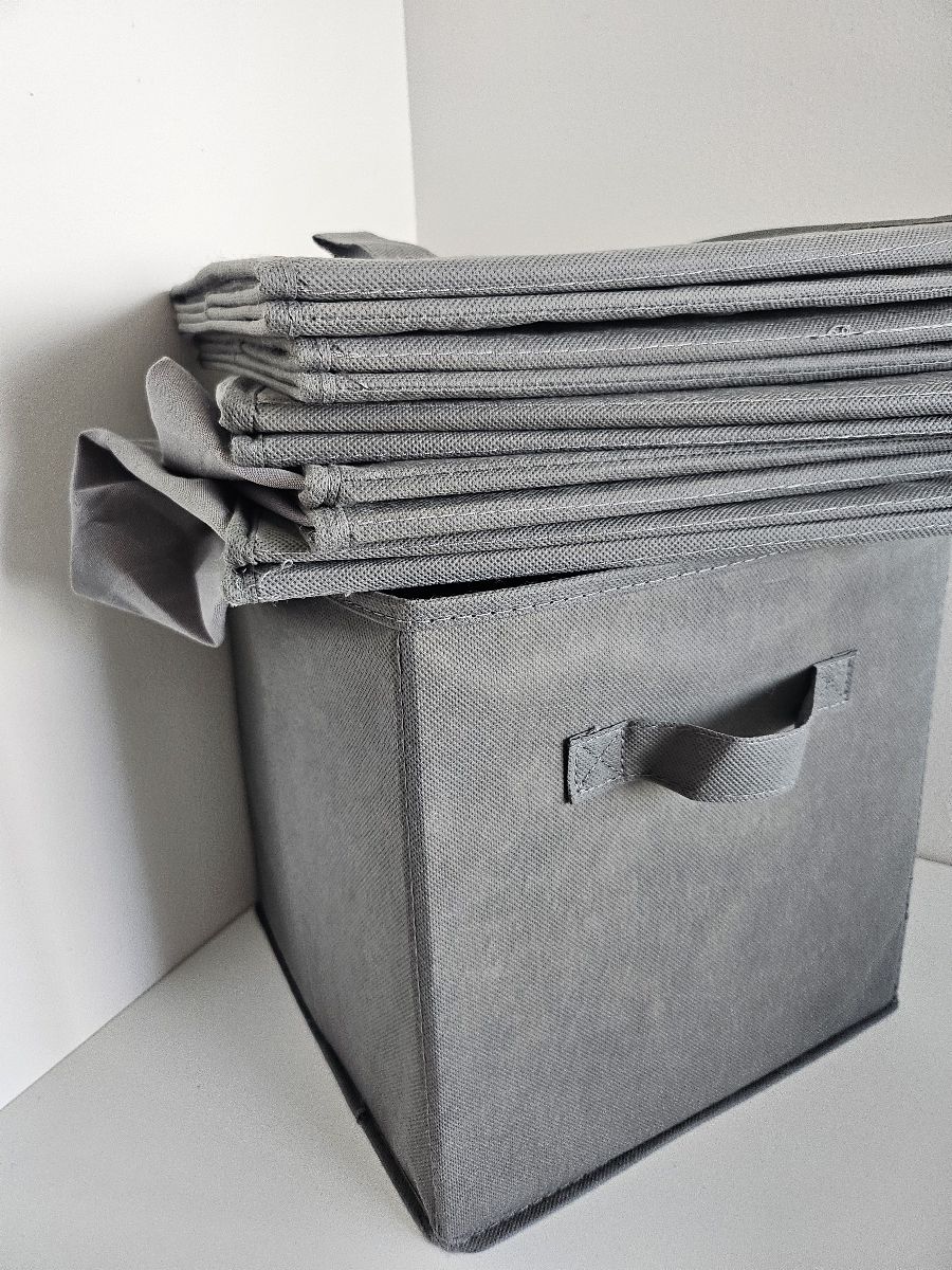 Set of 6 Gray Cloth Box Inserts for cube storage shelves