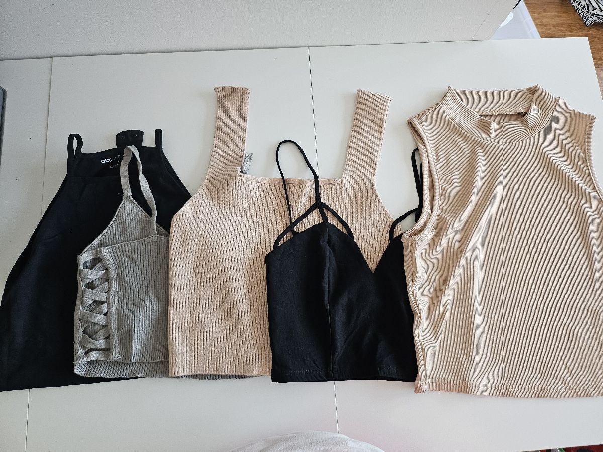 Cropped tank tops and body suit 5 item bundle. Mostly New
