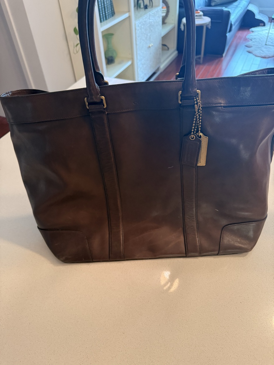 Coach vintage large brown leather weekender bag