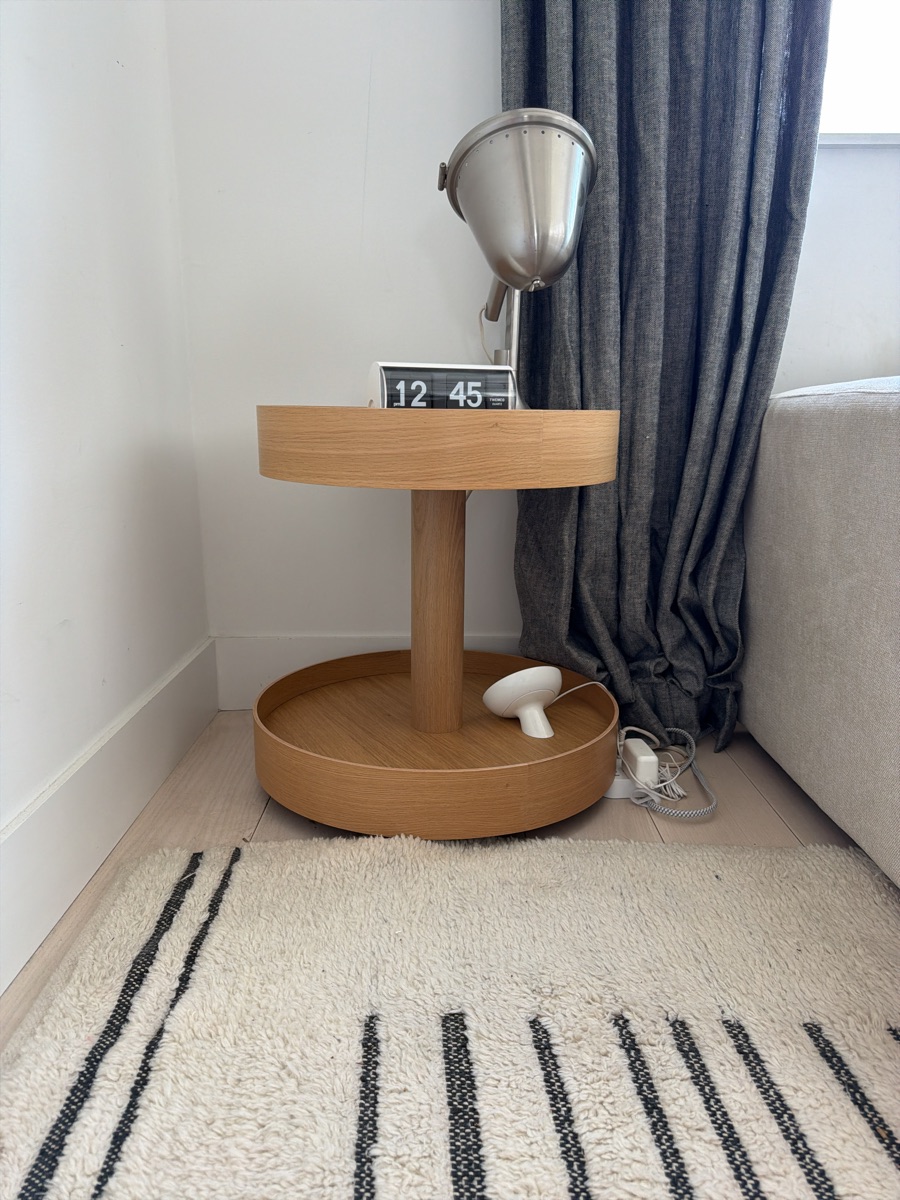 Side table on caster wheels 