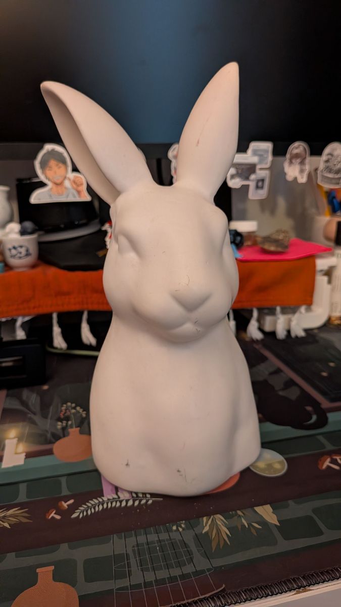 White ceramic rabbit statue  (9")