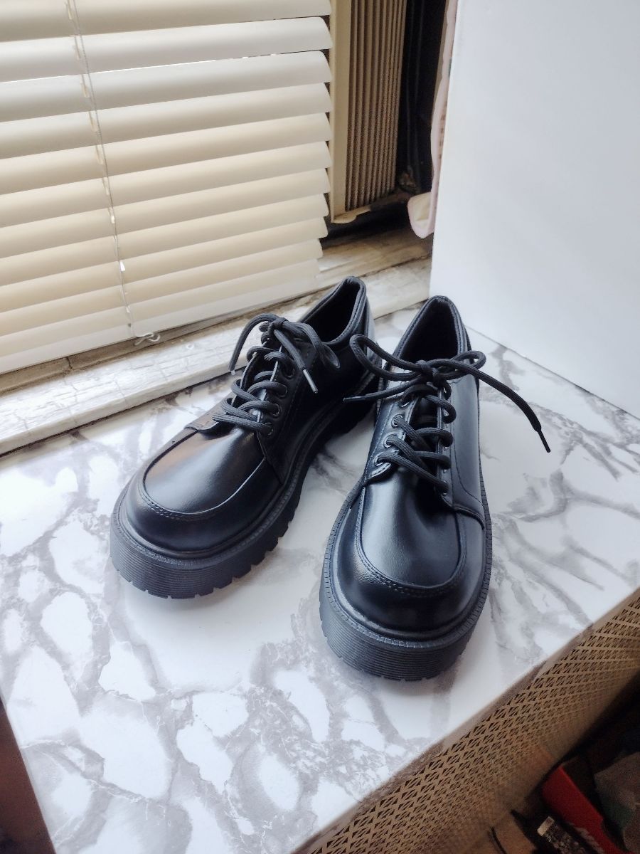 Black Platform Lace Up Shoes