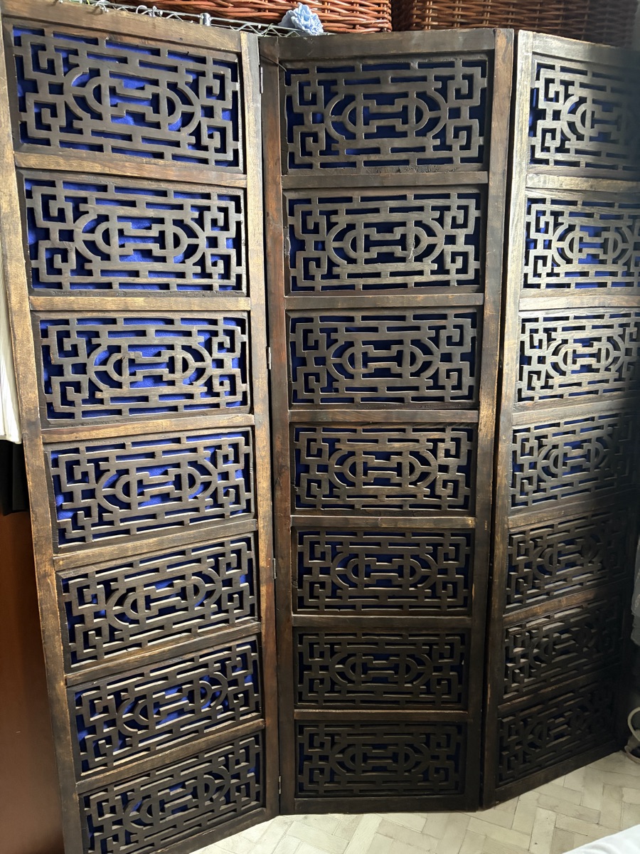 Teak folding screen 